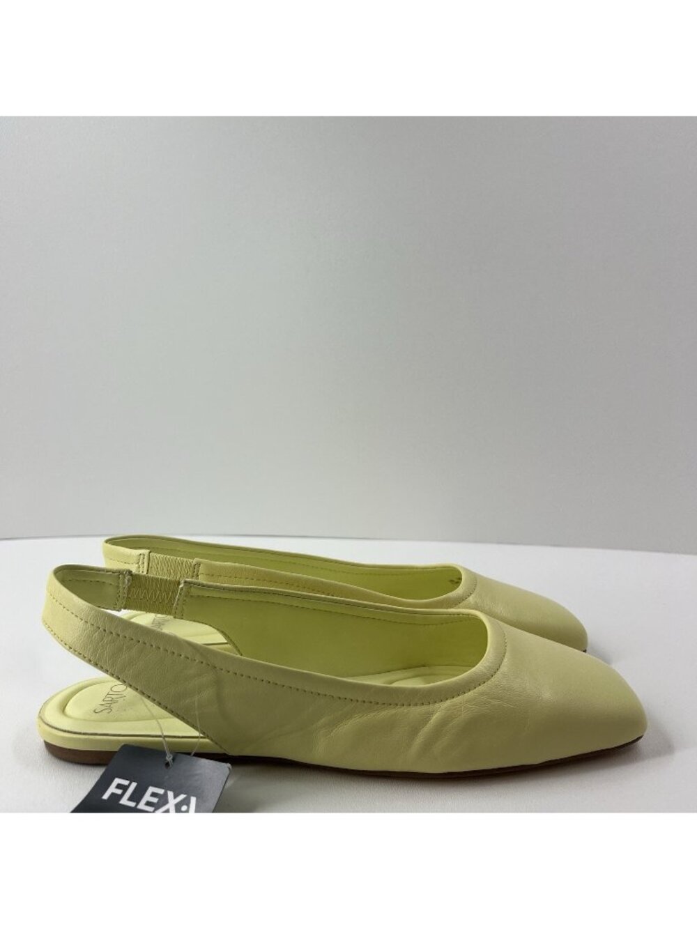 Franco Sarto Flexa Antona Slingback Ballet Flat Sz 7.5 Leather Square Toe Yellow